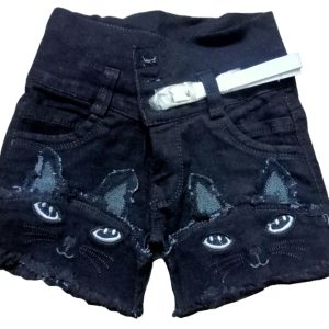 kids girls denim shorts black front side
