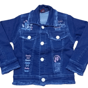 Blue kids girls denim jacket front side