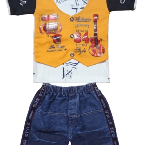 Kids Boys Combo Casual Dress White T-Shirt Orange Jacket