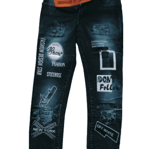 Boys Regular Printed Black Jeans Front Side