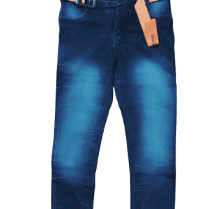 Kids Boys Blue Embroidery Denim Jeans Front Side