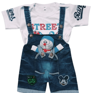 Kids boys white denim dungaree