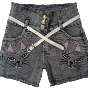 TUFAN Short For Girls Casual Embriodered Denim